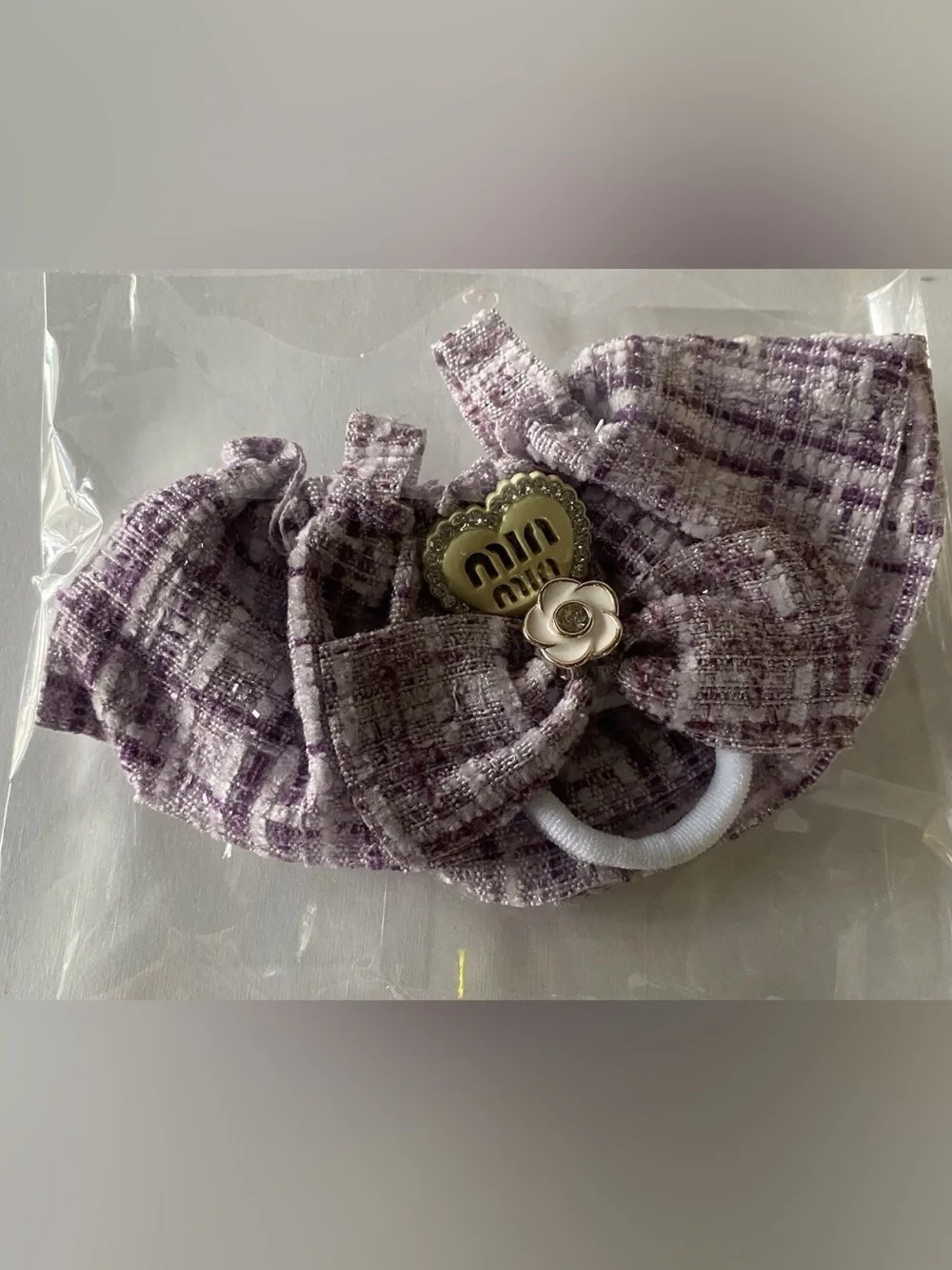 Monster TWEED Purple DESIGNER Style DRESS W/ Hair BOW - Labubu Doll NOT INCLUDED